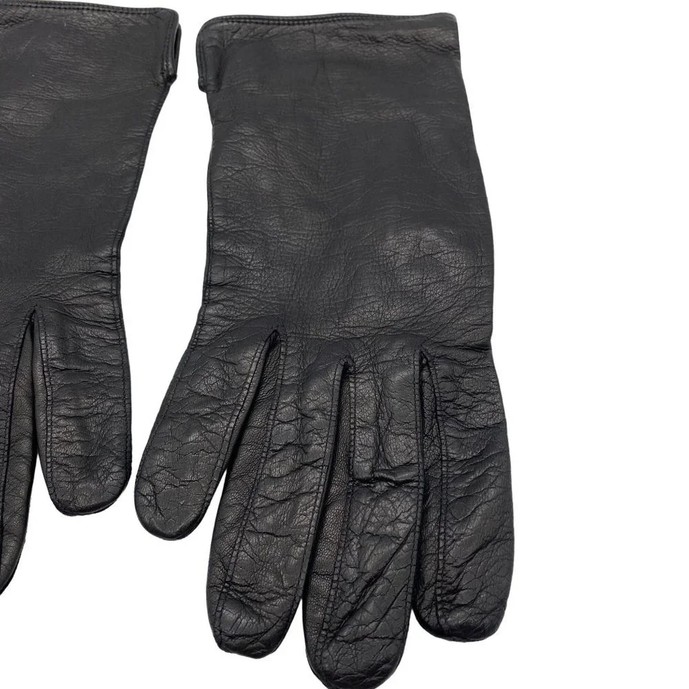Vintage Coach womens leather driving gloves size 7.5‎ black silk lined Italy